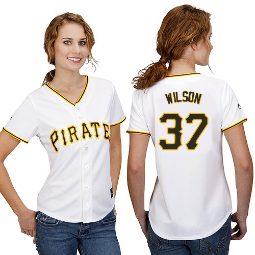 Justin Wilson #37 mlb Jersey-Pittsburgh Pirates Women's Authentic Home White Cool Base Baseball Jersey